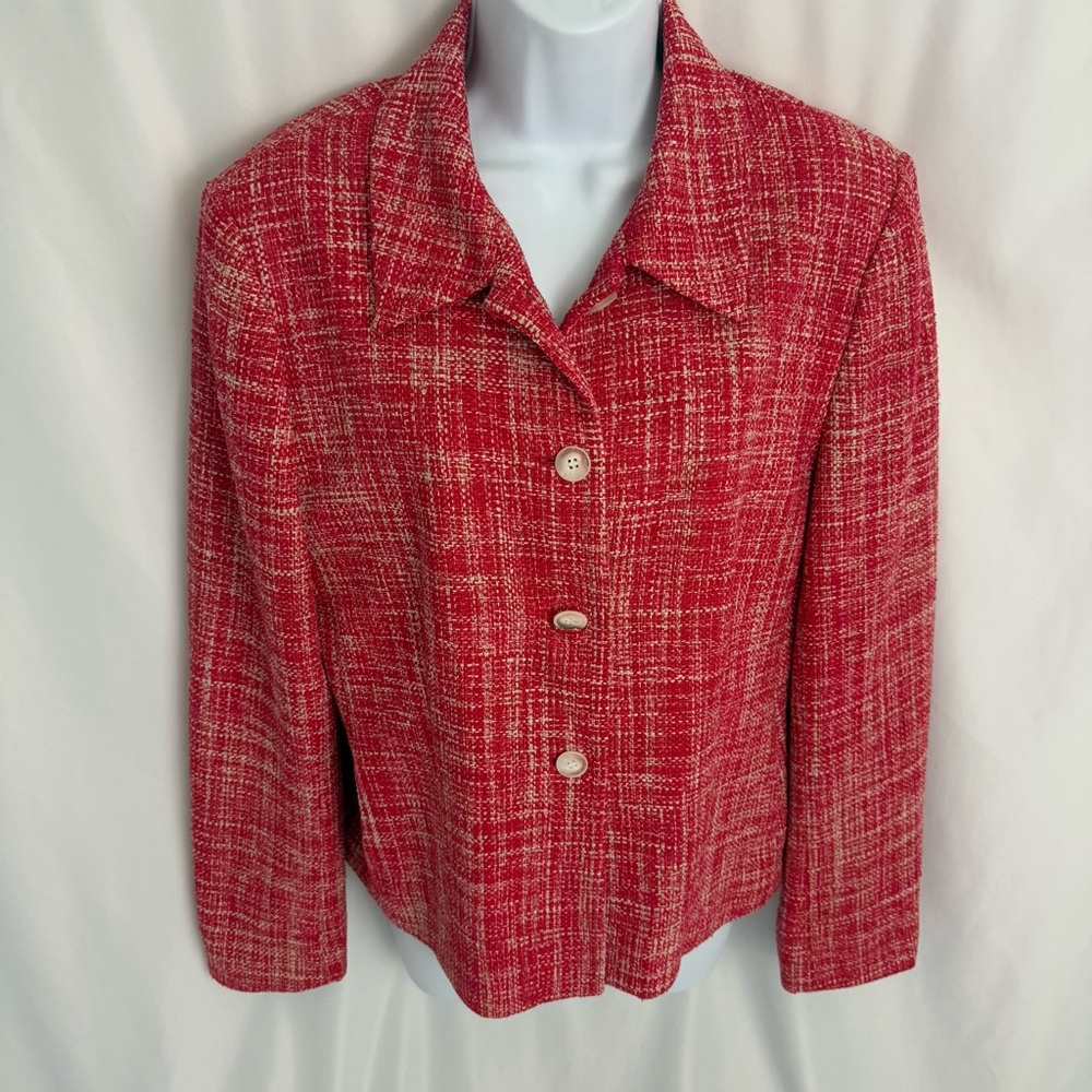 Jones New York Red Tweed Blazer